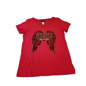Women's Size Medium Harley-Davidson Tee V-neck Hall's Springfield Illinois